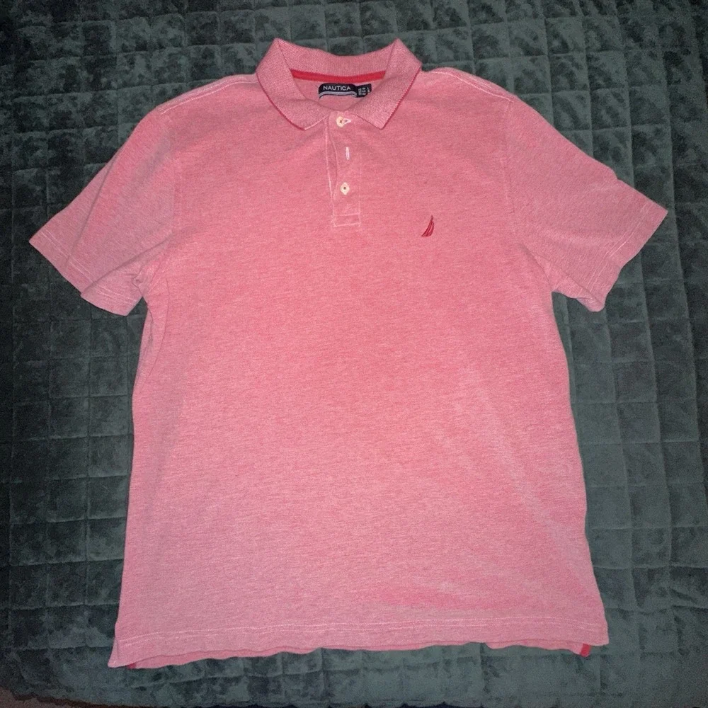 Nautica Mens Short Sleeve Polo Shirt Large (L) Red Classic Preppy